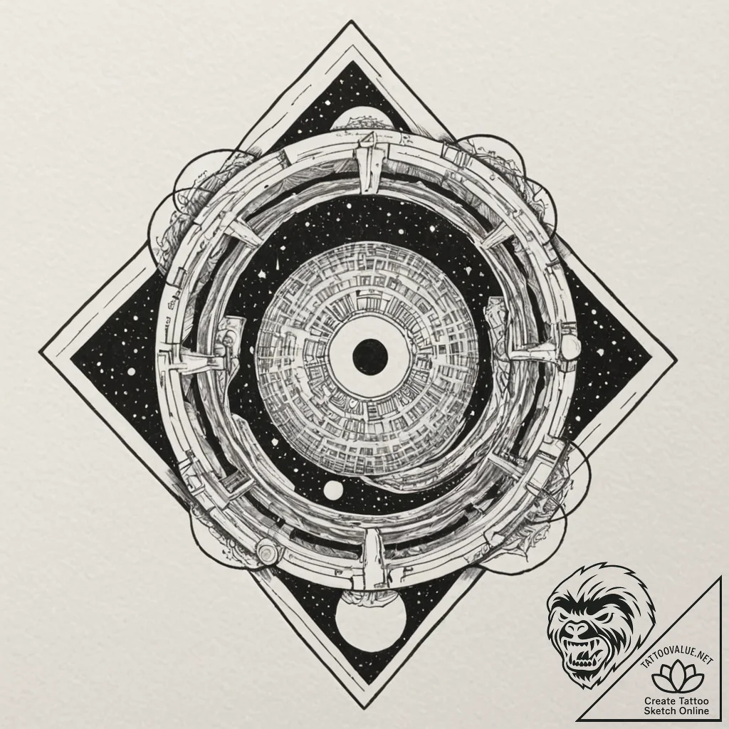 136. (2001: a space odyssey) a minimalist lin... - tattoo sketch (№1751665858_0, 04.07.2025 21:50) — tattoovalue.net