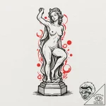 Statue, tattoo line art, subtle drop shadow,… – tattoo sketch (№1751666455_0, 04.07.2025 22:00) — tattoovalue.net