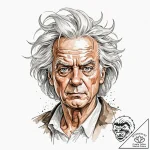 A sketch of doc brown, with his wild hair and… – tattoo sketch (№1751667269_0, 04.07.2025 22:14) — tattoovalue.net