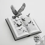 A book with pages turning into birds, ink ill… – tattoo sketch (№1751667614_0, 04.07.2025 22:20) — tattoovalue.net