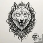 A trash polka tattoo of fenrir, the giant wol… – tattoo sketch (№1751668293_0, 04.07.2025 22:31) — tattoovalue.net