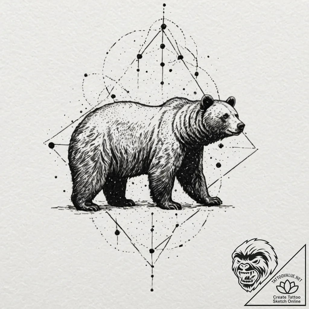 A bear made of constellations, tattoo drawing... - tattoo sketch (№1751668379_0, 04.07.2025 22:32) — tattoovalue.net