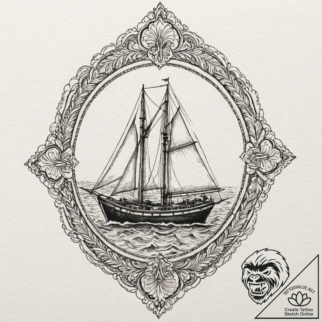A watercolor sketch of the boat sailing away... - tattoo sketch (№1751668720_0, 04.07.2025 22:38) — tattoovalue.net