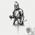 A sketch of the black knight from monty pytho… – tattoo sketch (№1751668972_0, 04.07.2025 22:42) — tattoovalue.net