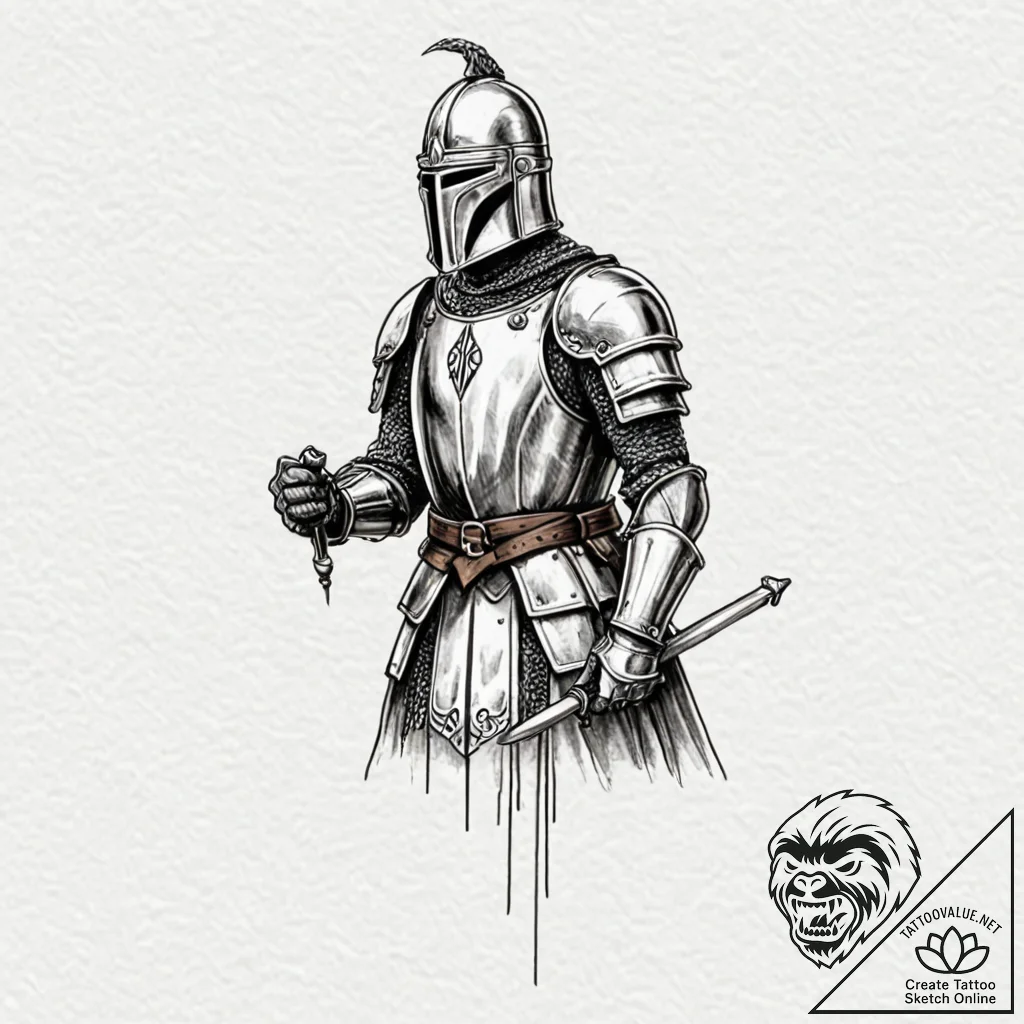 A sketch of the black knight from monty pytho... - tattoo sketch (№1751668972_0, 04.07.2025 22:42) — tattoovalue.net