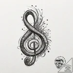 Bass clef, concept art for tattoo, rough sket… – tattoo sketch (№1751669058_0, 04.07.2025 22:44) — tattoovalue.net