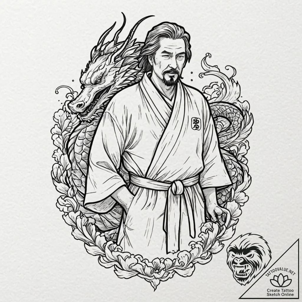 A sketch of the dude from the big lebowski, i... - tattoo sketch (№1751669143_0, 04.07.2025 22:45) — tattoovalue.net