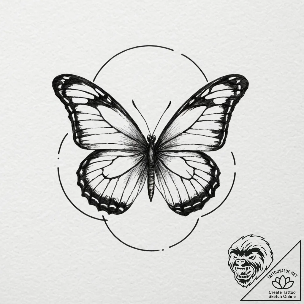 Butterfly, artistic tattoo sketch, subtle dro... - tattoo sketch (№1751669817_0, 04.07.2025 22:56) — tattoovalue.net