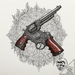 A linework tattoo of the two antique shotguns… – tattoo sketch (№1751669902_0, 04.07.2025 22:58) — tattoovalue.net