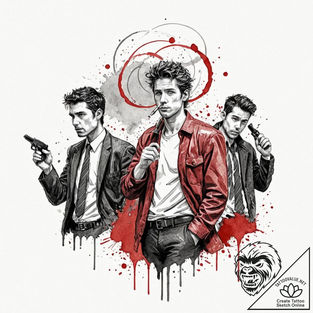 A sketch of the main characters from lock, st... - tattoo sketch (№1751669986_0, 04.07.2025 22:59) — tattoovalue.net
