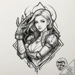 A neo-traditional portrait of vi from arcane,… – tattoo sketch (№1751670070_0, 04.07.2025 23:01) — tattoovalue.net