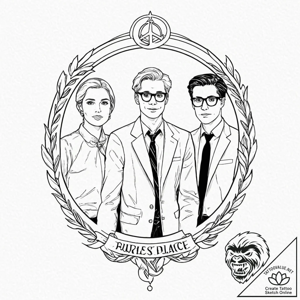 A watercolor tattoo of the main characters fr... - tattoo sketch (№1751670240_0, 04.07.2025 23:04) — tattoovalue.net