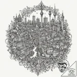 A linework design of the city names of the cr… – tattoo sketch (№1751670326_0, 04.07.2025 23:05) — tattoovalue.net