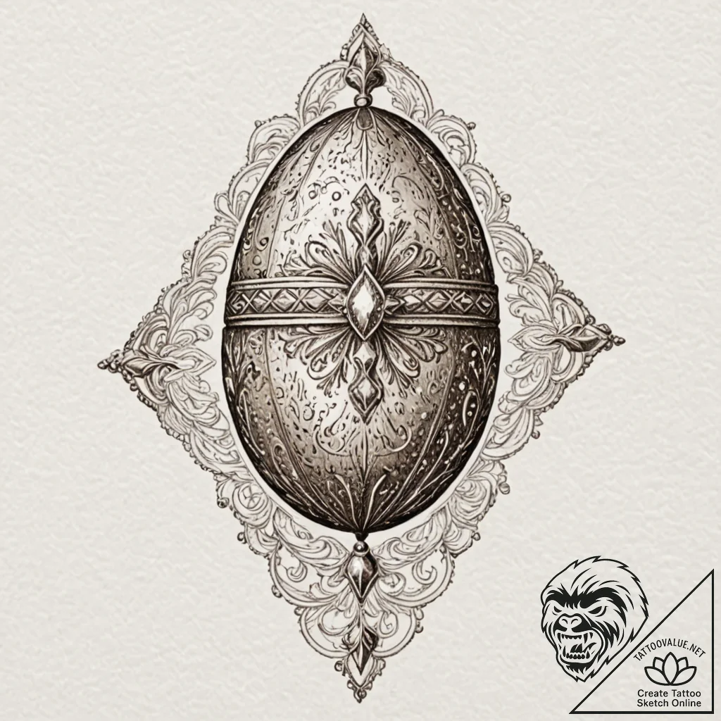 Faberge egg, tattoo sketch design, subtle dro... - tattoo sketch (№1751670746_0, 04.07.2025 23:12) — tattoovalue.net