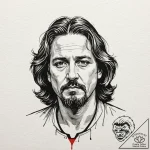 A watercolor portrait of jeff “the dude” lebo… – tattoo sketch (№1751670832_0, 04.07.2025 23:13) — tattoovalue.net