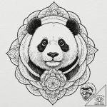Panda, tattoo drawing outline, sepia tone ske… – tattoo sketch (№1751670917_0, 04.07.2025 23:15) — tattoovalue.net