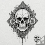 Memento mori (still life with a skull), tatto… – tattoo sketch (№1751671004_0, 04.07.2025 23:16) — tattoovalue.net