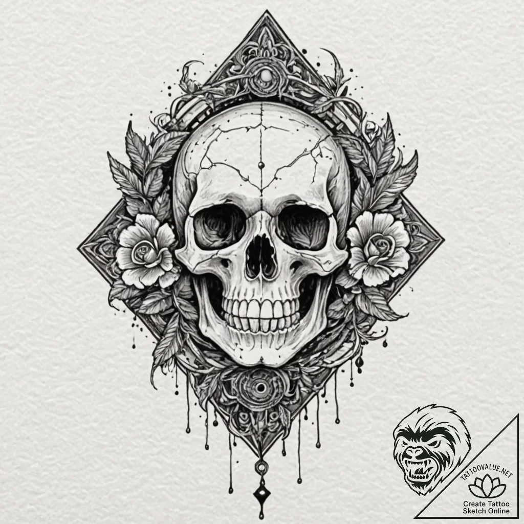 Memento mori (still life with a skull), tatto... - tattoo sketch (№1751671004_0, 04.07.2025 23:16) — tattoovalue.net
