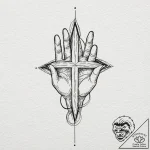 A minimalist tattoo of the “no-ghost” logo,,… – tattoo sketch (№1751671088_0, 04.07.2025 23:18) — tattoovalue.net