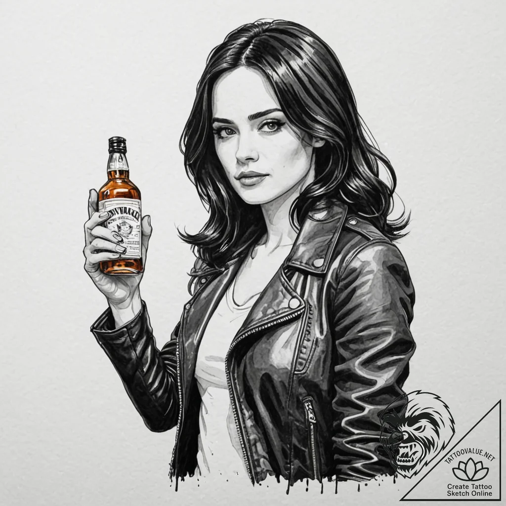 A graphic novel portrait of jessica jones, wi... - tattoo sketch (№1751671760_0, 04.07.2025 23:29) — tattoovalue.net