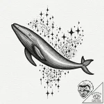 A whale silhouette filled with a starry sky,… – tattoo sketch (№1751672013_0, 04.07.2025 23:33) — tattoovalue.net