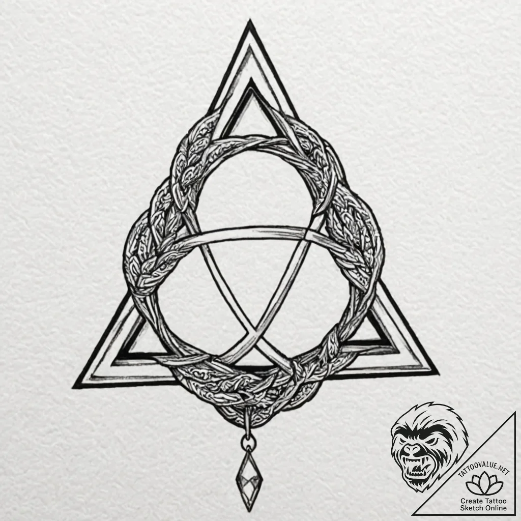 Triquetra, artistic tattoo sketch, subtle dro... - tattoo sketch (№1751672519_0, 04.07.2025 23:41) — tattoovalue.net