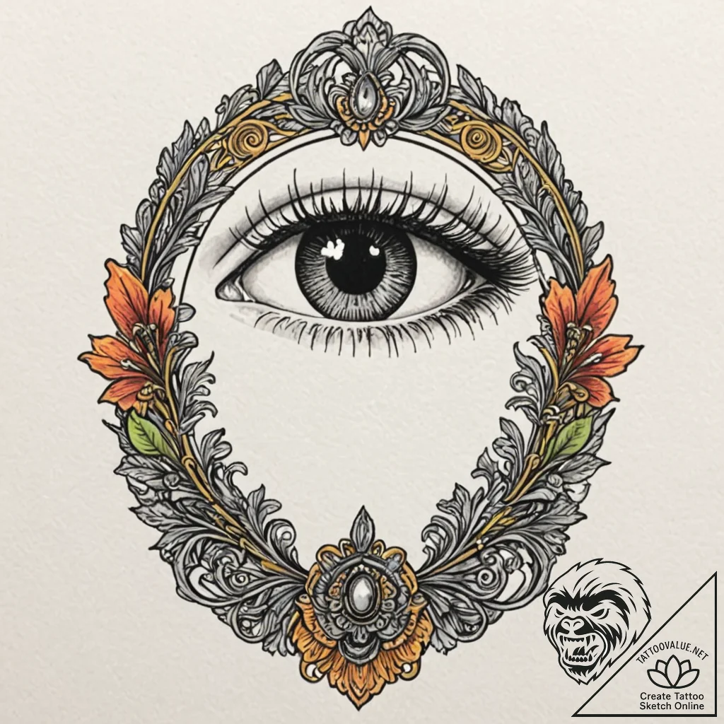 Keyhole with an eye peeping through, artistic... - tattoo sketch (№1751673113_0, 04.07.2025 23:51) — tattoovalue.net