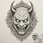 A japanese hannya mask, ink illustration for… – tattoo sketch (№1751673451_0, 04.07.2025 23:57) — tattoovalue.net