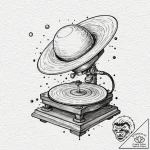 A gramophone playing vinyl record of the plan… – tattoo sketch (№1751673537_0, 04.07.2025 23:58) — tattoovalue.net