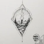 Torch, concept art for tattoo, minimalist app… – tattoo sketch (№1751673706_0, 05.07.2025 00:01) — tattoovalue.net