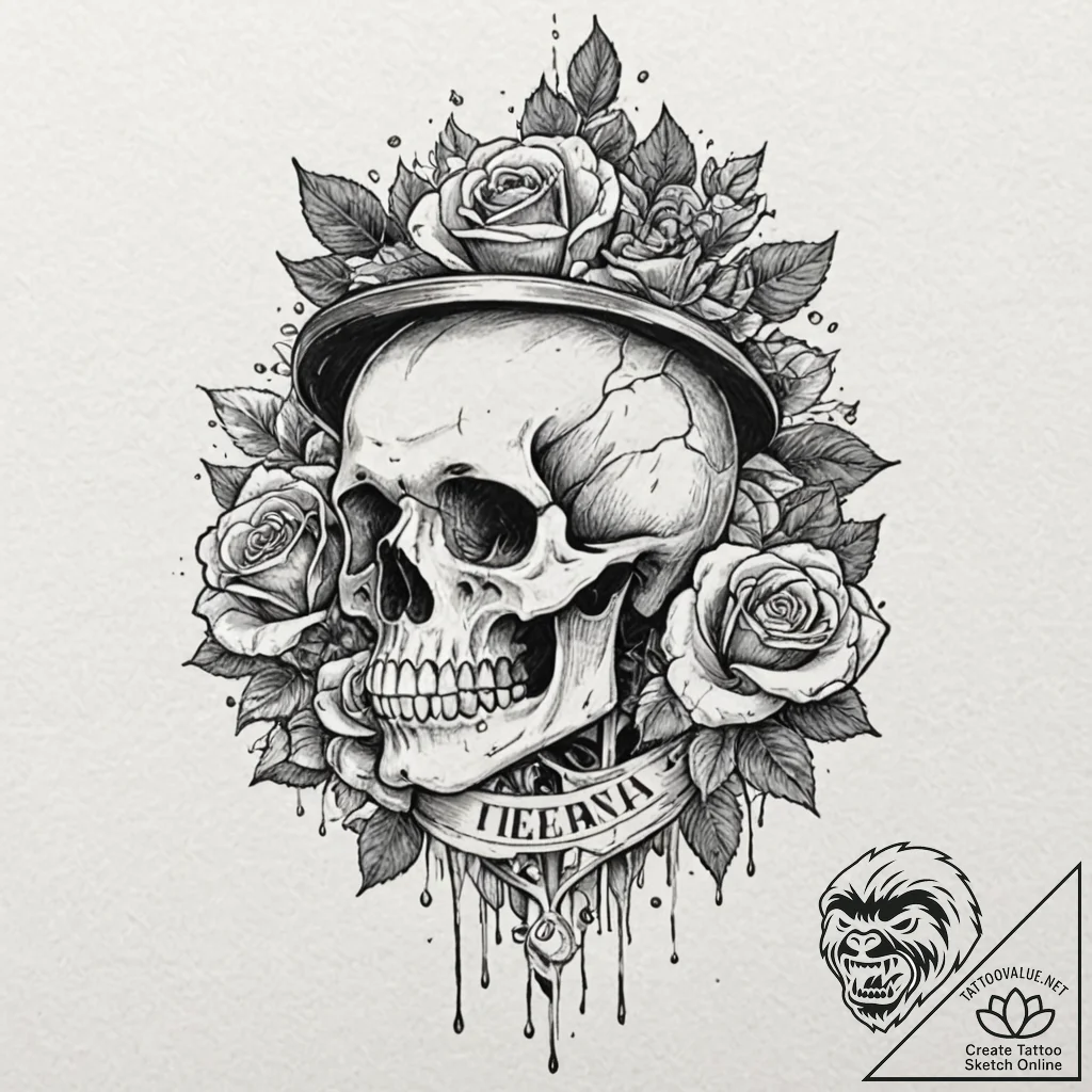 Trash polka sketch of roy batty's face with t... - tattoo sketch (№1751673873_0, 05.07.2025 00:04) — tattoovalue.net