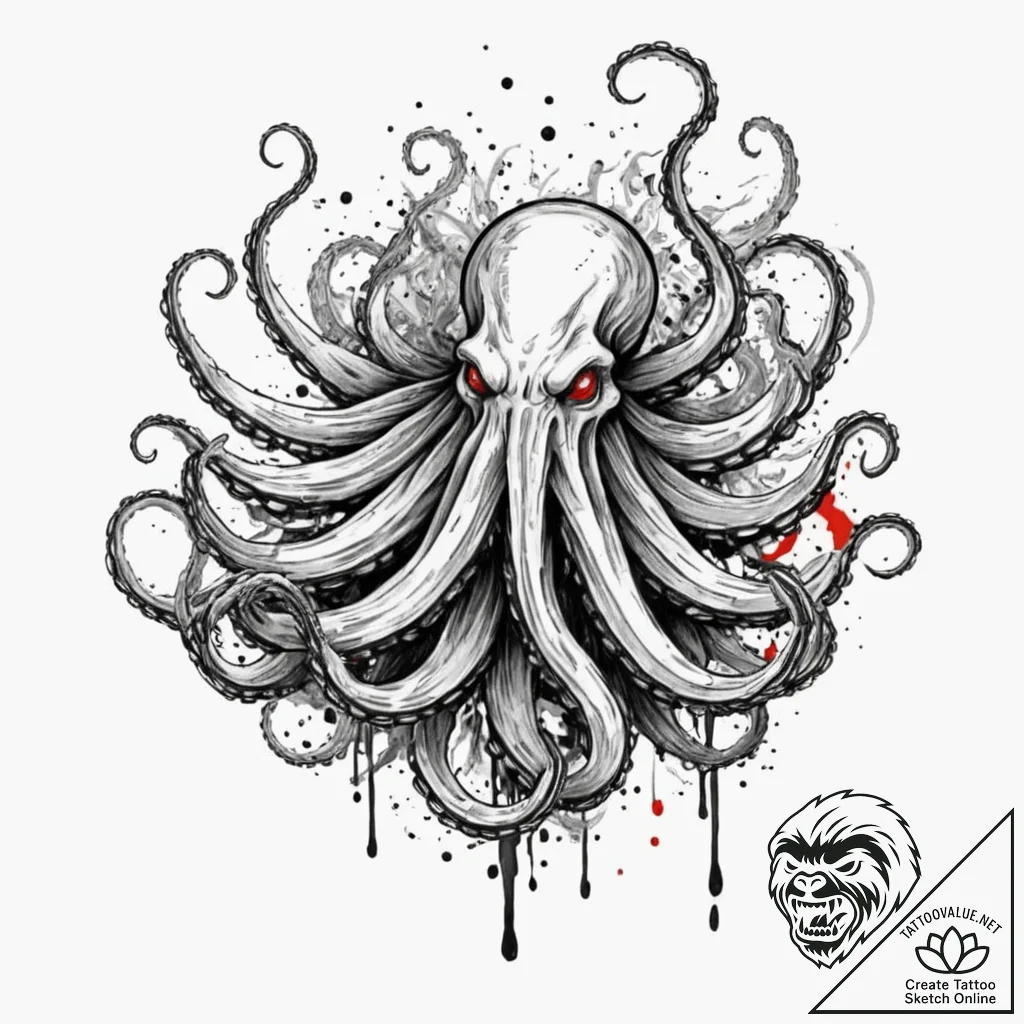 A trash polka tattoo of the thing, a horrifyi... - tattoo sketch (№1751674216_0, 05.07.2025 00:10) — tattoovalue.net