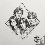 A sketch of the golden trio: harry, ron, and… – tattoo sketch (№1751674302_0, 05.07.2025 00:11) — tattoovalue.net