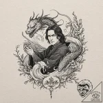 A graphic novel panel of severus snape, with… – tattoo sketch (№1751674388_0, 05.07.2025 00:13) — tattoovalue.net