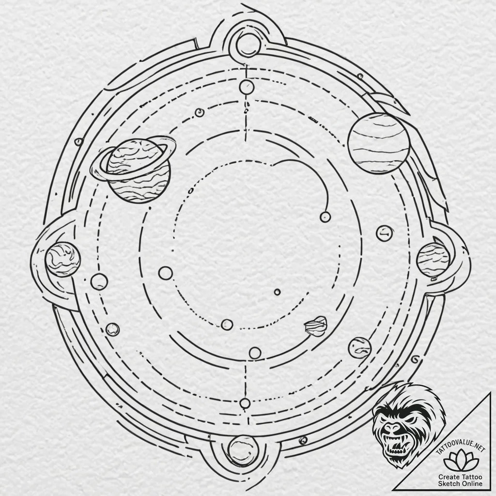 Jupiter (planet), tattoo flash sheet design,... - tattoo sketch (№1751674474_0, 05.07.2025 00:14) — tattoovalue.net