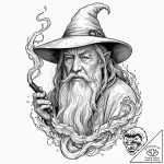 Neo-traditional portrait of gandalf the grey,… – tattoo sketch (№1751674646_0, 05.07.2025 00:17) — tattoovalue.net