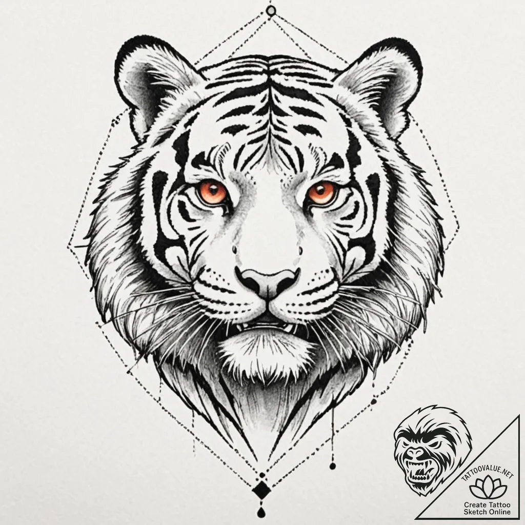 Tiger grin, concept art for tattoo, on white... - tattoo sketch (№1751674729_0, 05.07.2025 00:18) — tattoovalue.net