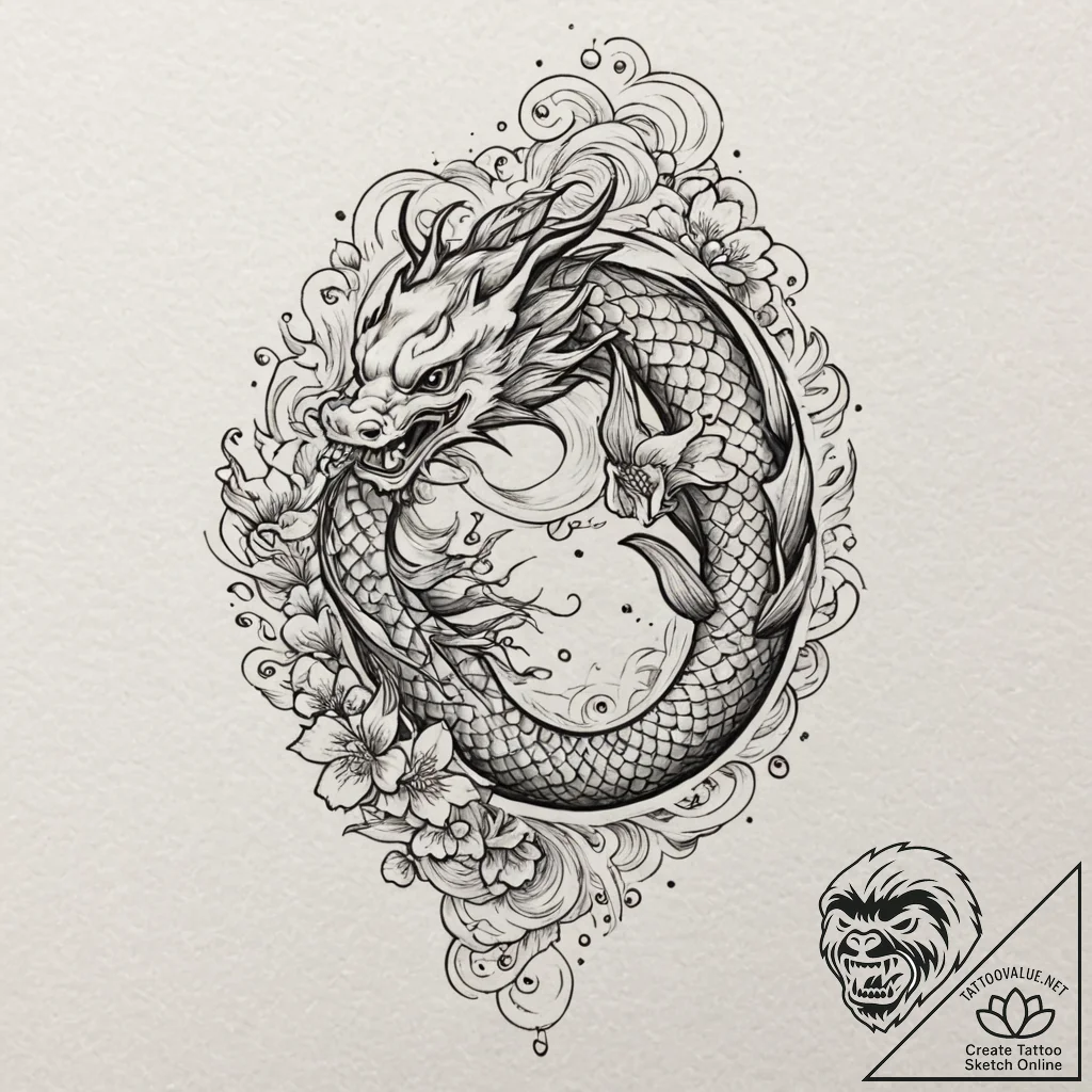 A watercolor sketch of the surreal circus fin... - tattoo sketch (№1751675328_0, 05.07.2025 00:28) — tattoovalue.net