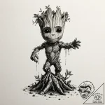 A sketch of groot sacrificing himself, “we ar… – tattoo sketch (№1751675583_0, 05.07.2025 00:33) — tattoovalue.net