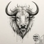A neo-traditional tattoo of the white buffalo… – tattoo sketch (№1751675669_0, 05.07.2025 00:34) — tattoovalue.net