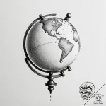 An antique globe, concept art for tattoo, bla… – tattoo sketch (№1751675753_0, 05.07.2025 00:35) — tattoovalue.net