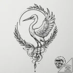 Stork, artistic tattoo sketch, soft whip shad… – tattoo sketch (№1751675838_0, 05.07.2025 00:37) — tattoovalue.net