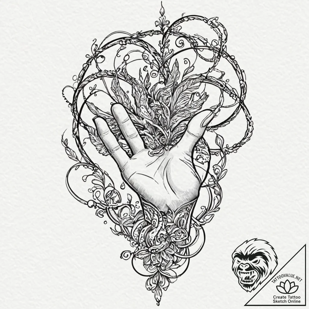 A linework tattoo of the puppeteer's hand wit... - tattoo sketch (№1751676179_0, 05.07.2025 00:42) — tattoovalue.net