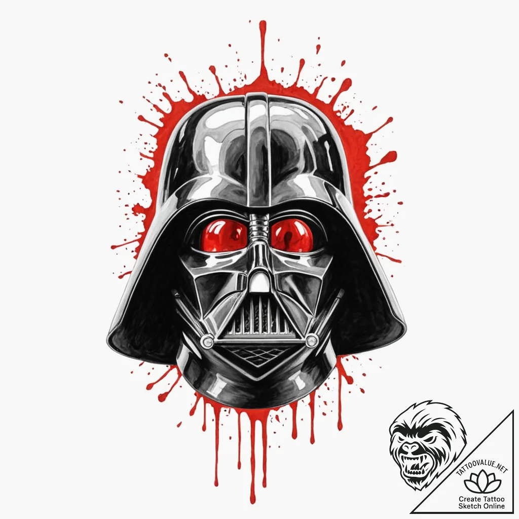 Trash polka tattoo sketch of darth vader's he... - tattoo sketch (№1751676943_0, 05.07.2025 00:55) — tattoovalue.net
