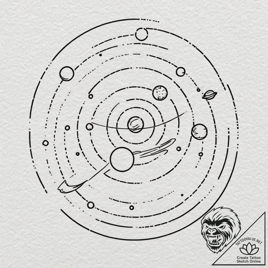 A minimalist solar system, tattoo sketch desi... - tattoo sketch (№1751677367_0, 05.07.2025 01:02) — tattoovalue.net
