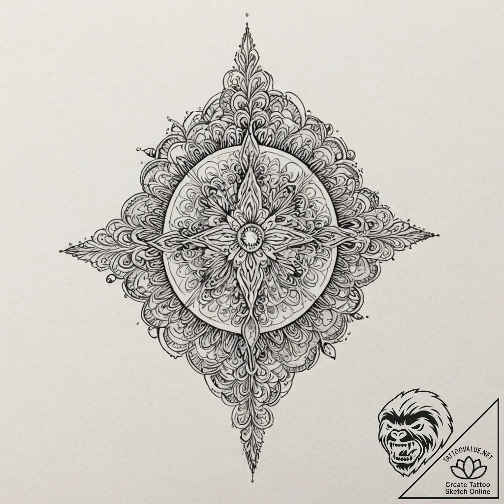 Fractal pattern, tattoo line art, moderately... - tattoo sketch (№1751678401_0, 05.07.2025 01:20) — tattoovalue.net