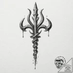 Trident, ink illustration for tattoo, soft wh… – tattoo sketch (№1751678913_0, 05.07.2025 01:28) — tattoovalue.net