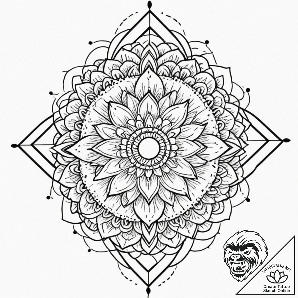 Glitch art portrait, tattoo flash sheet desig... - tattoo sketch (№1751680623_0, 05.07.2025 01:57) — tattoovalue.net