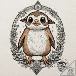 33. neo-traditional tattoo of a porg, cute an… – tattoo sketch (№1751680877_0, 05.07.2025 02:01) — tattoovalue.net