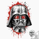 Trash polka tattoo sketch of darth vader’s he… – tattoo sketch (№1751681045_0, 05.07.2025 02:04) — tattoovalue.net